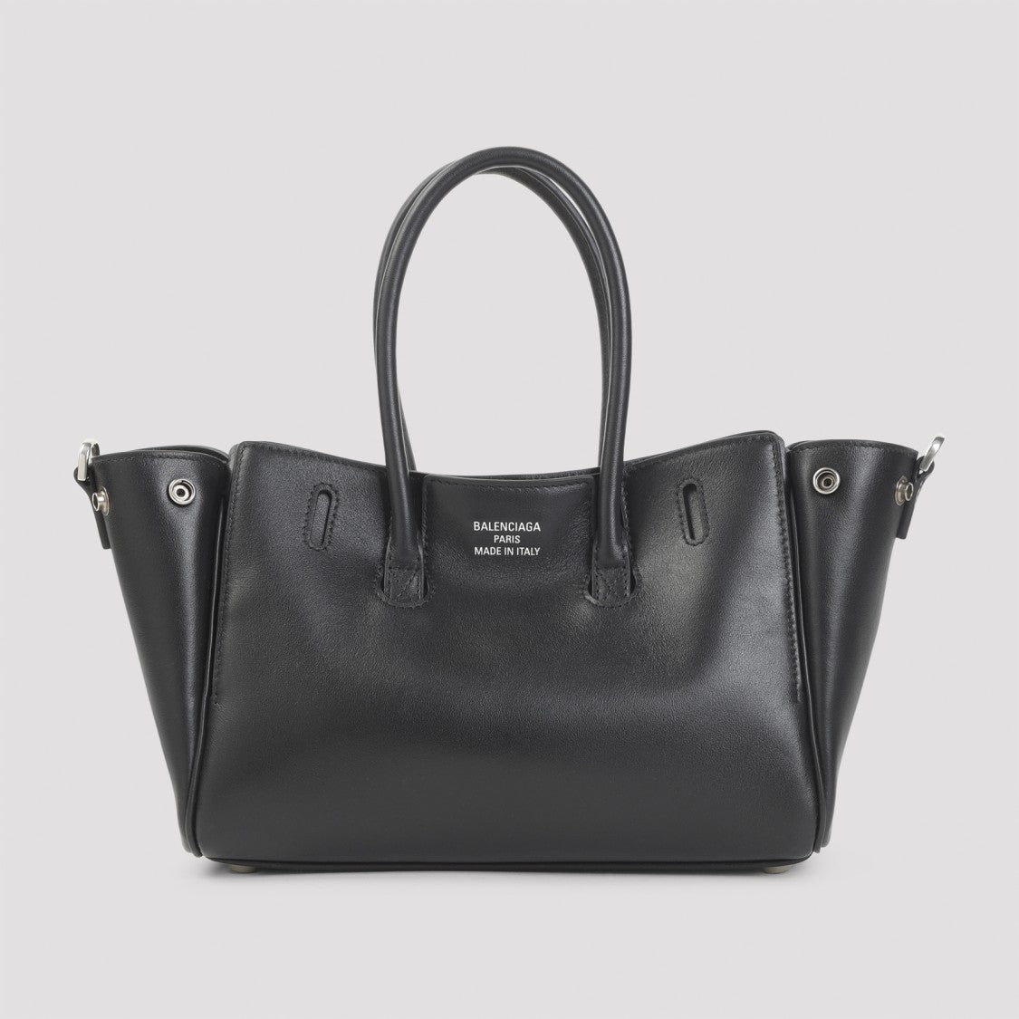 Balenciaga Structured Black Leather Shoulder Bag