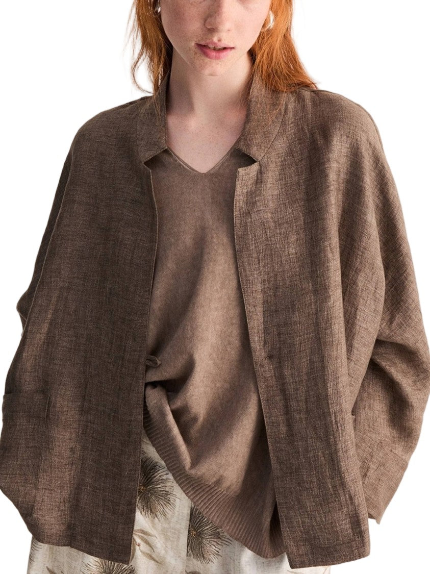 Biancalancia Boxy Brown Textured Woven Jacket
