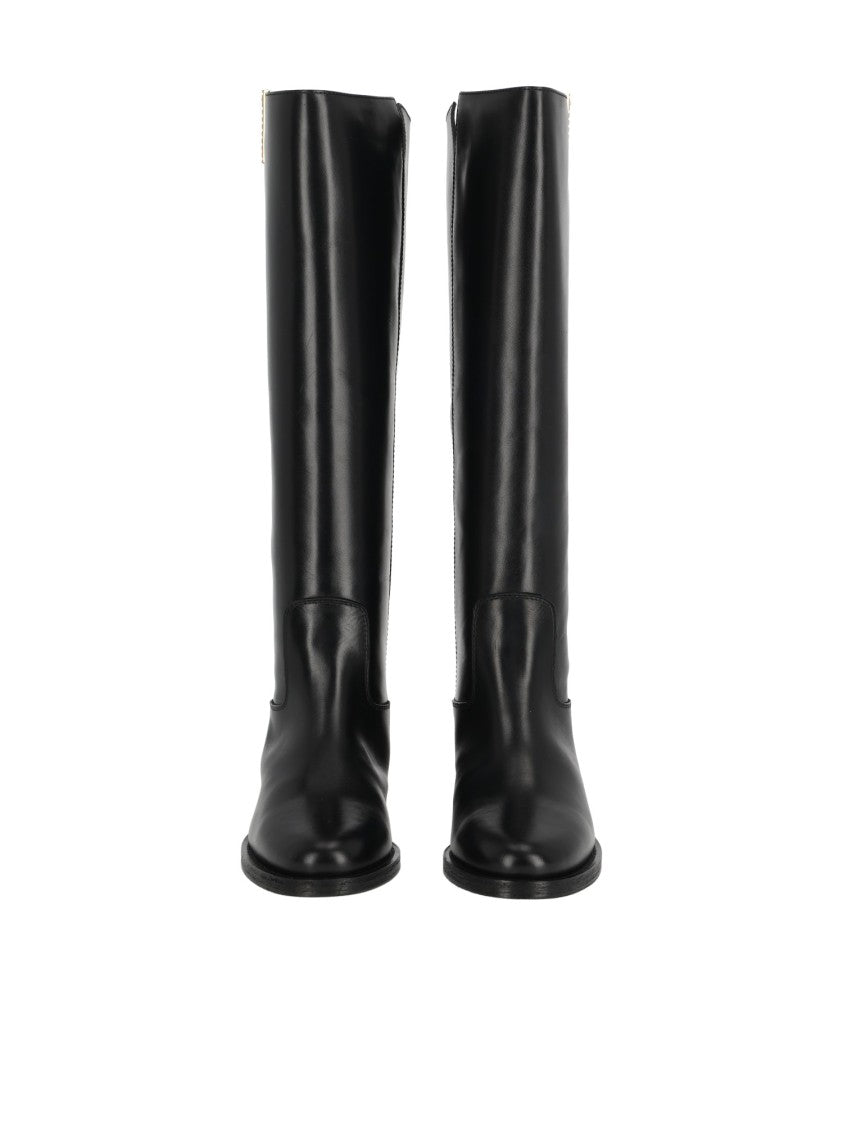 Via Roma 15 Tall Black Leather Studded Boots