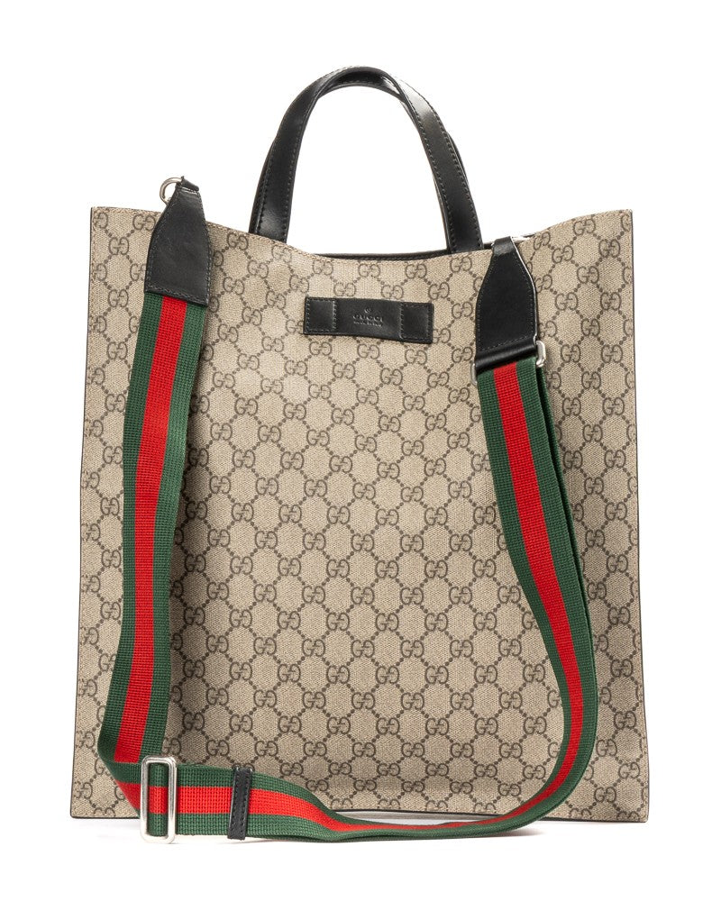 Gucci Gucci Large Vertical Tote In Gg Supreme Canvas With Leather Accents