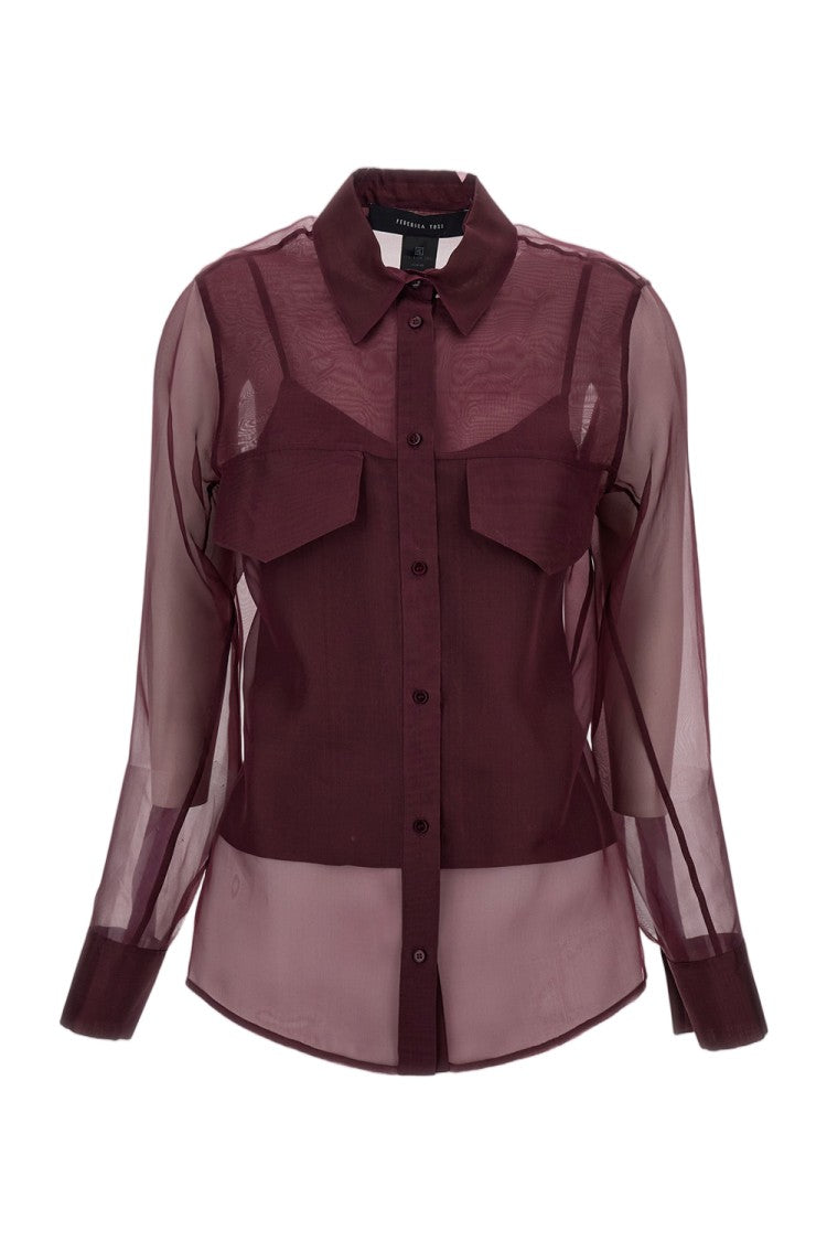 Federica Tosi Sheer Silk Organza Blouse With Pointed Collar