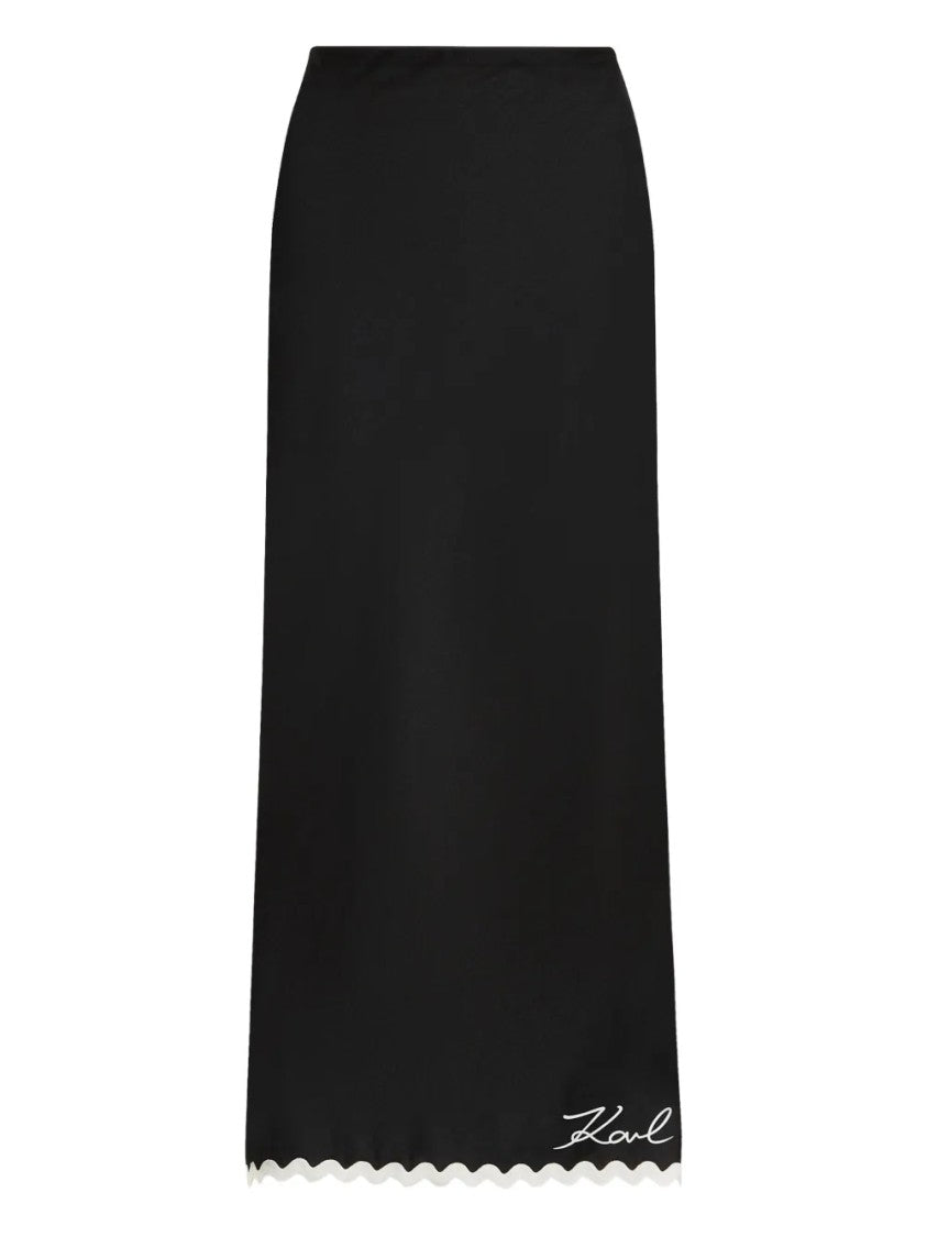 Karl Lagerfeld Sleek Maxi Skirt With Contrasting Scalloped Hem