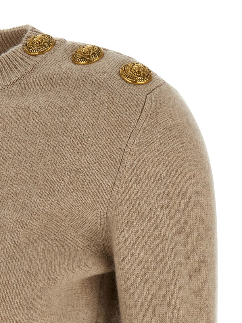 Balmain Eco-Cashmere Button Sweater