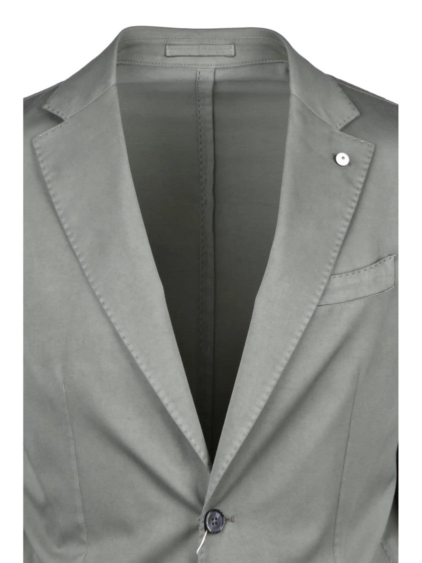 L.B.M. 1911 Sage Green Unlined Button Cotton-Silk Stretch Blazer