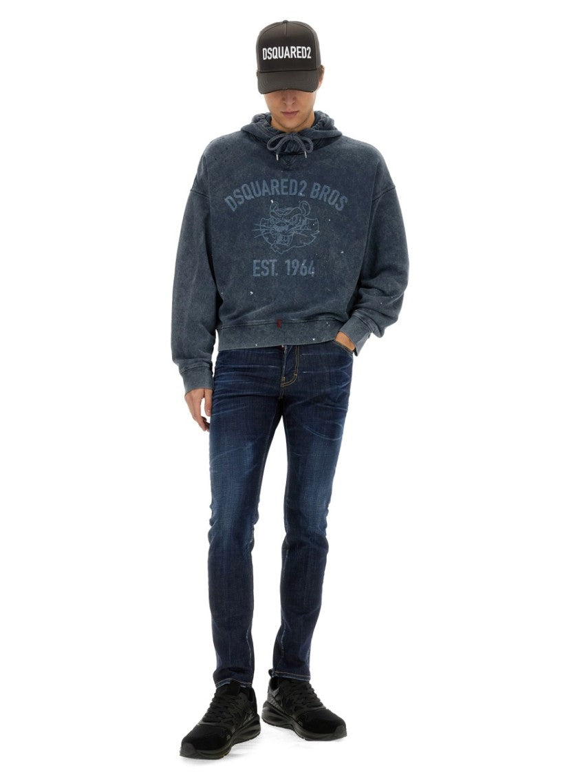 Dsquared2 Relaxed-Fit Grey Sweatshirt With Iconic Logo Print