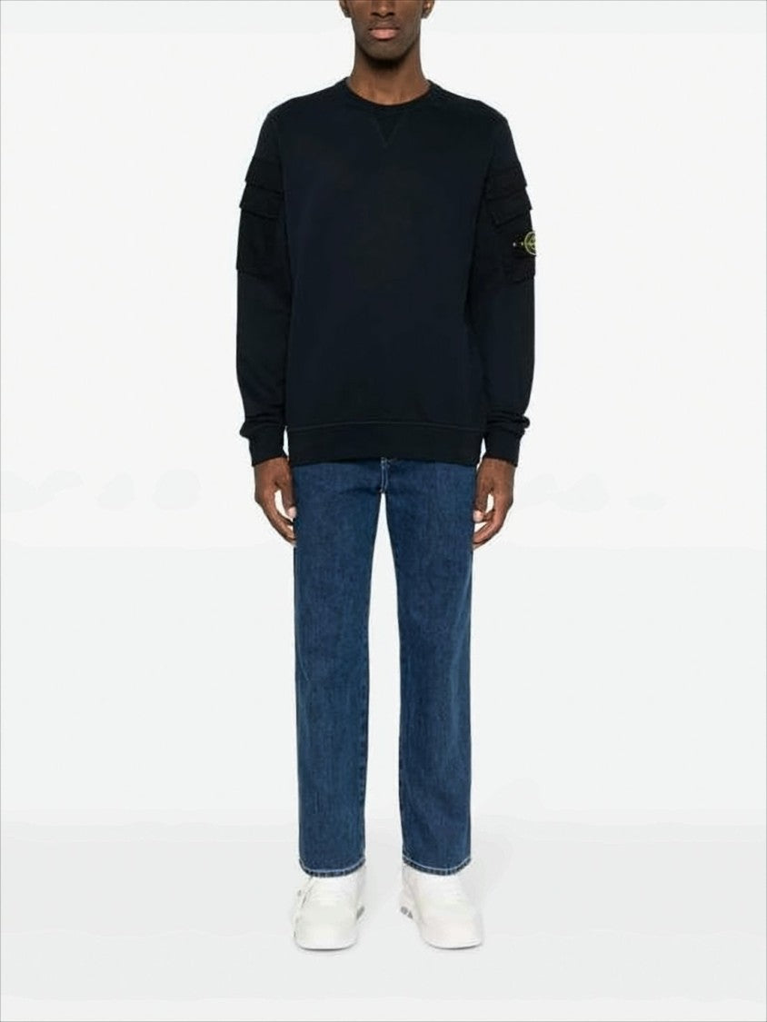Stone Island Long-Sleeve Black Sweatshirt With Design