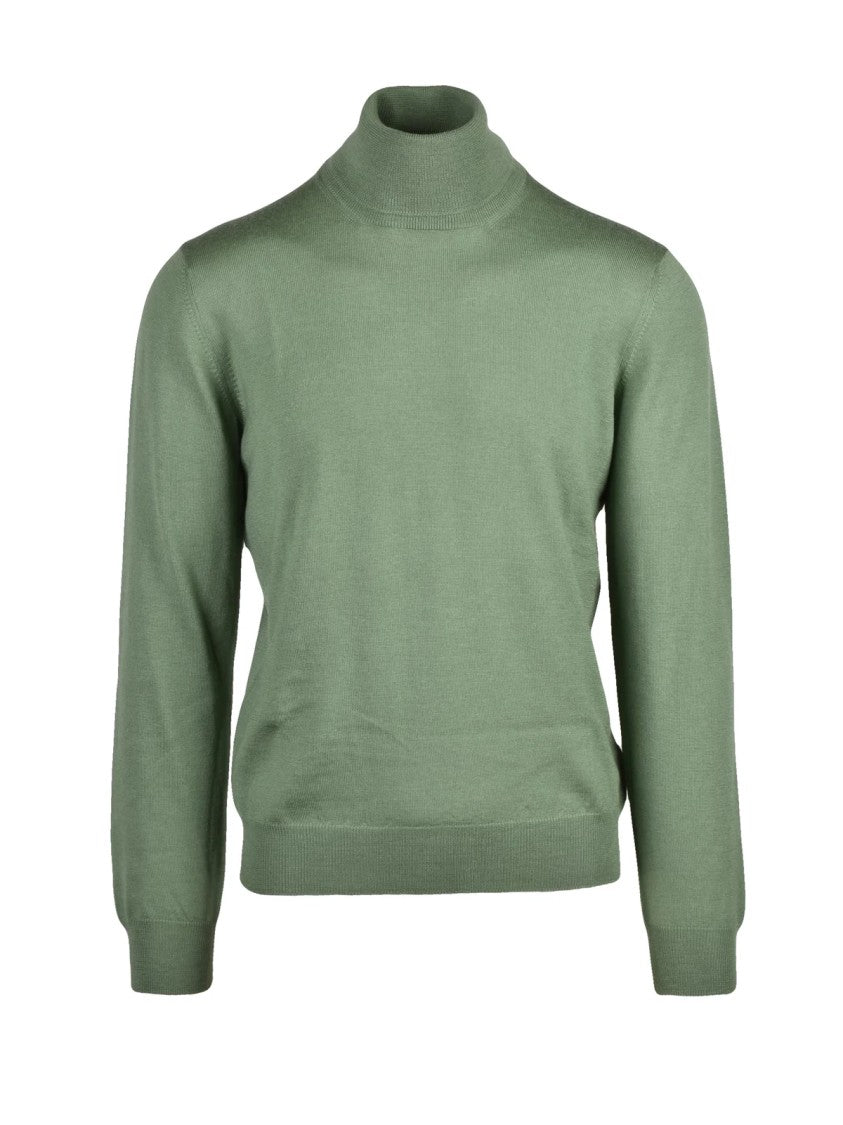 Gran Sasso Fine-Knit Crew Neck Sweater In Muted Apple Green