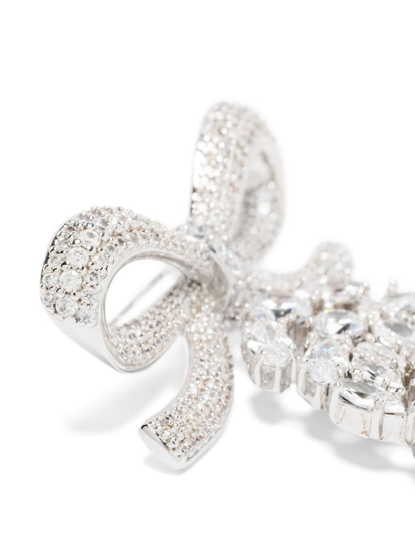 Self-Portrait Crystal Bow Pearl Earrings