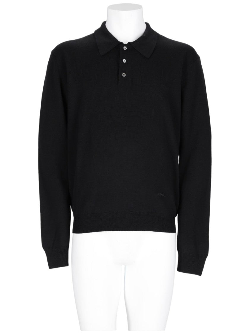 A.P.C. Riou Long-Sleeve Virgin Wool Polo Shirt