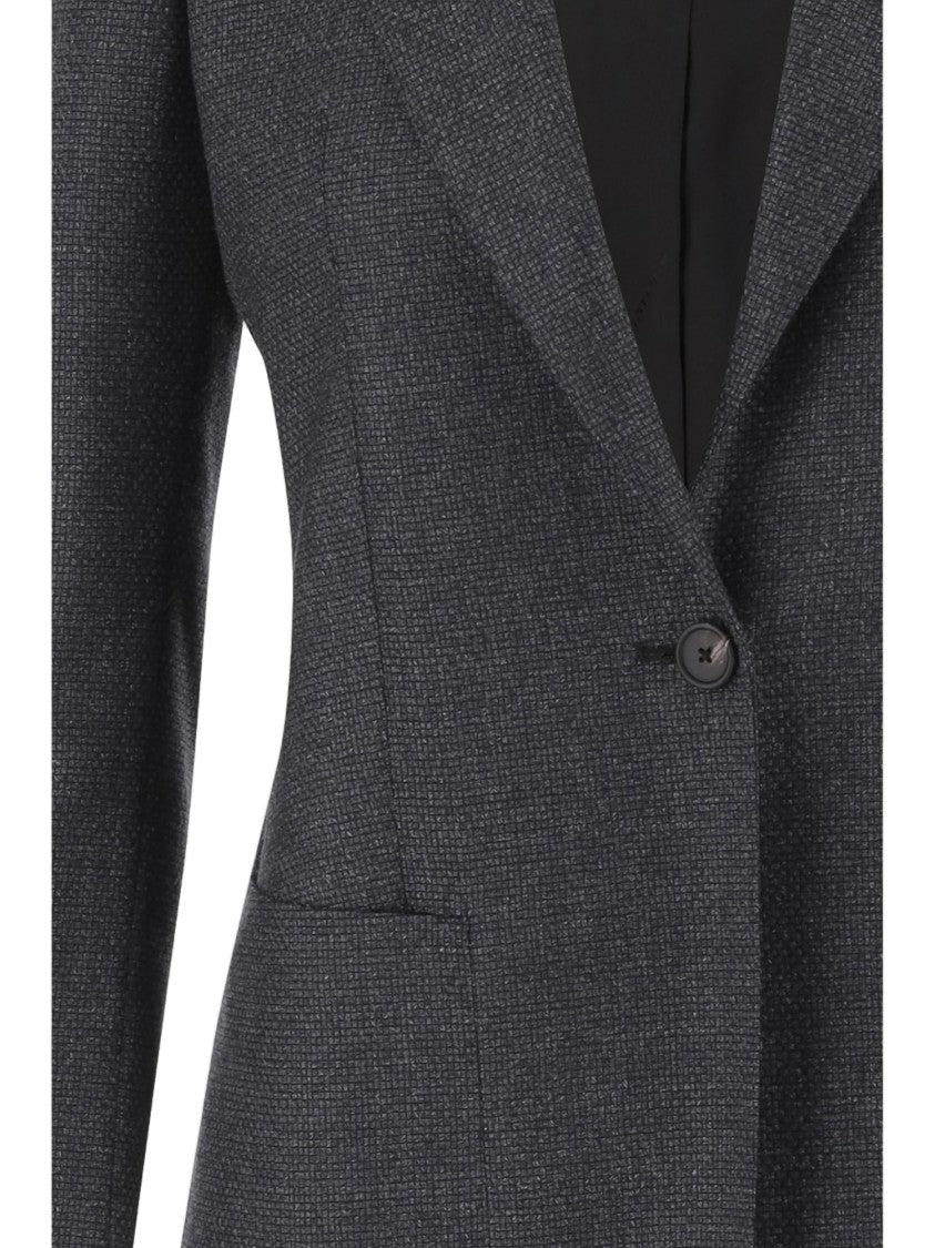 Tagliatore Grey Wool Blazer With Pointed Lapels