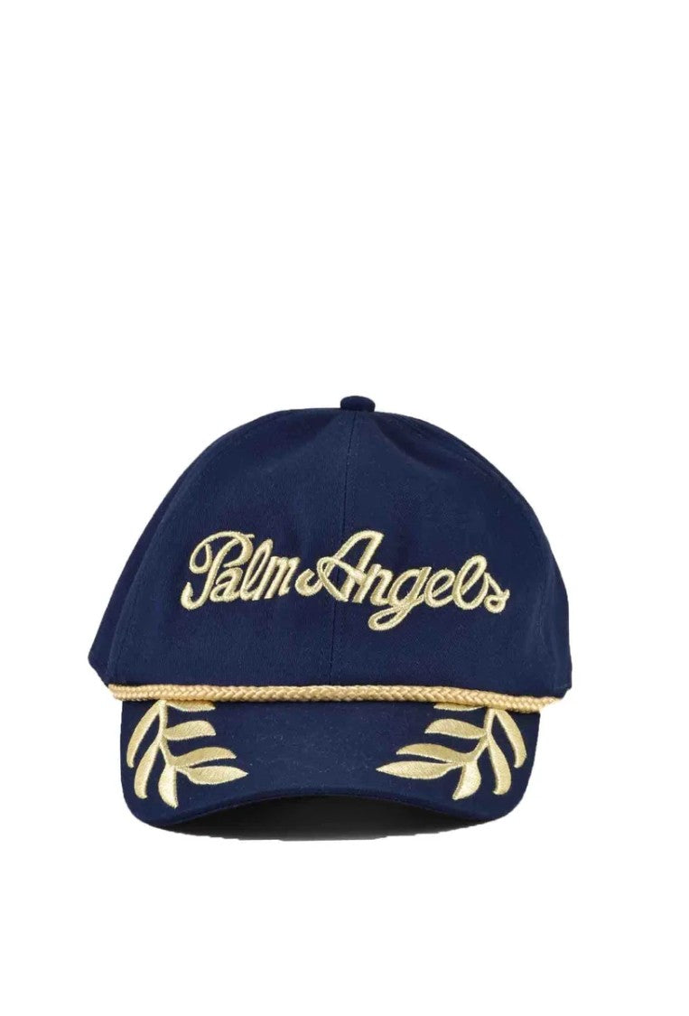 Palm Angels Iconic Blue Cotton Cap With Embroidered Detailing