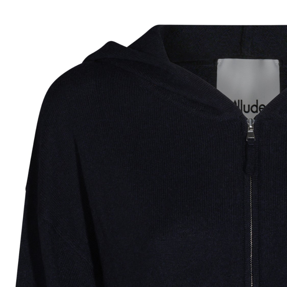 Allude Black Cropped Hooded Zip-Up Sweater