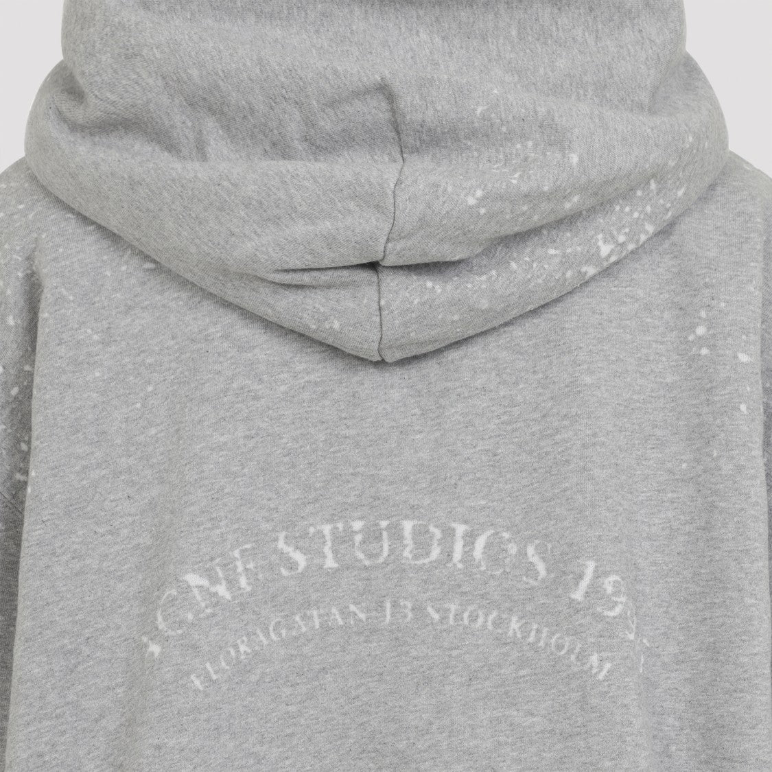 Acne Studios Mélange Grey Fleece Cotton Hoodie With Distressed Details