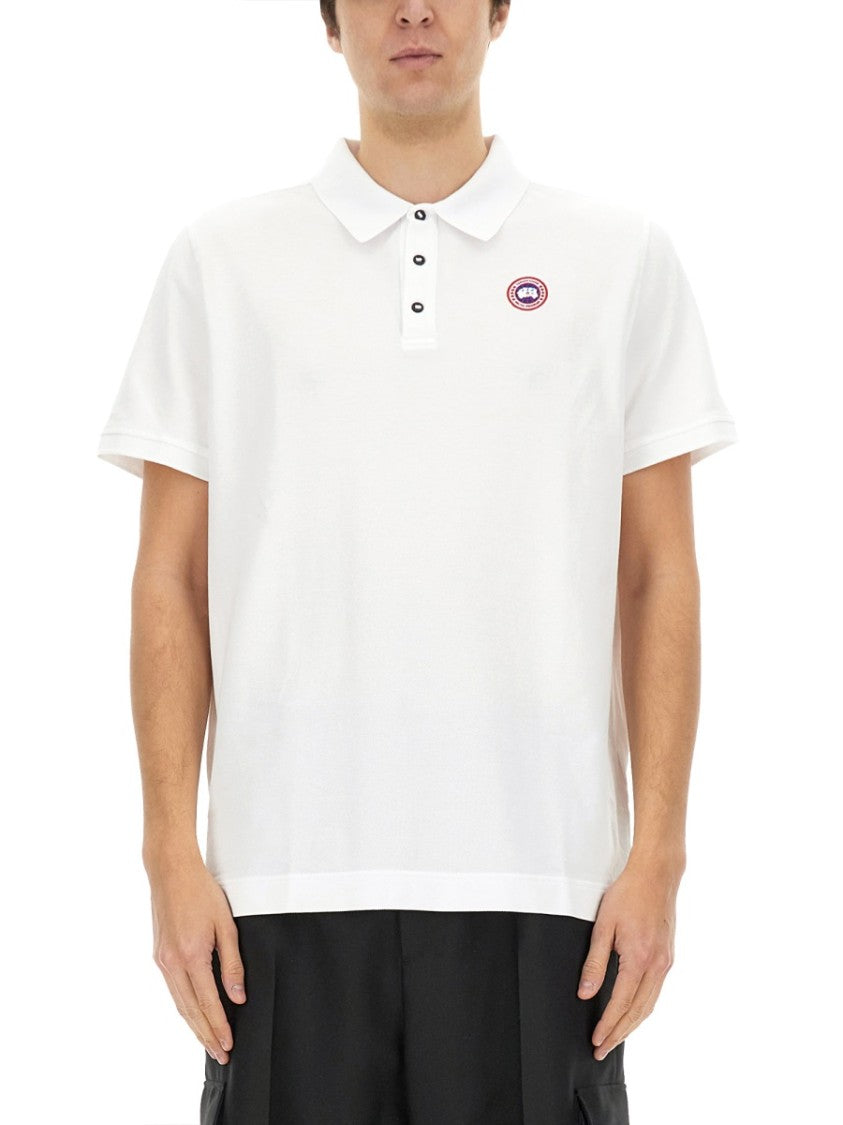 Canada Goose White Polo With Buttoned Placket And Logo Detail