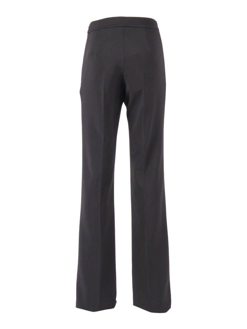 Elisabetta Franchi Tailored Black Wide Flared Straight-Leg Pants