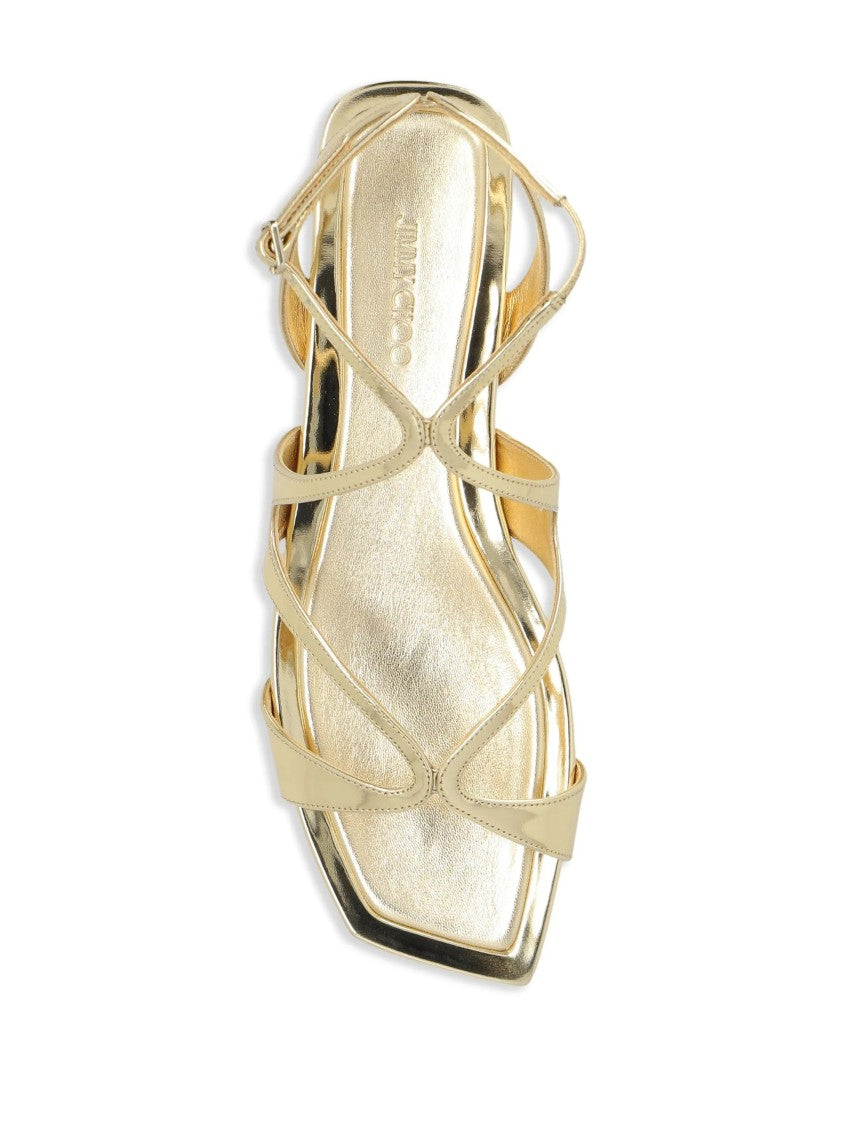 Jimmy Choo Gold Ayla Flat Metallic Sandals