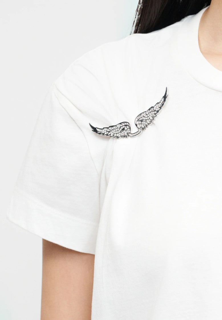 Zadig & Voltaire White Wing-Shaped Embellishment T-Shirt
