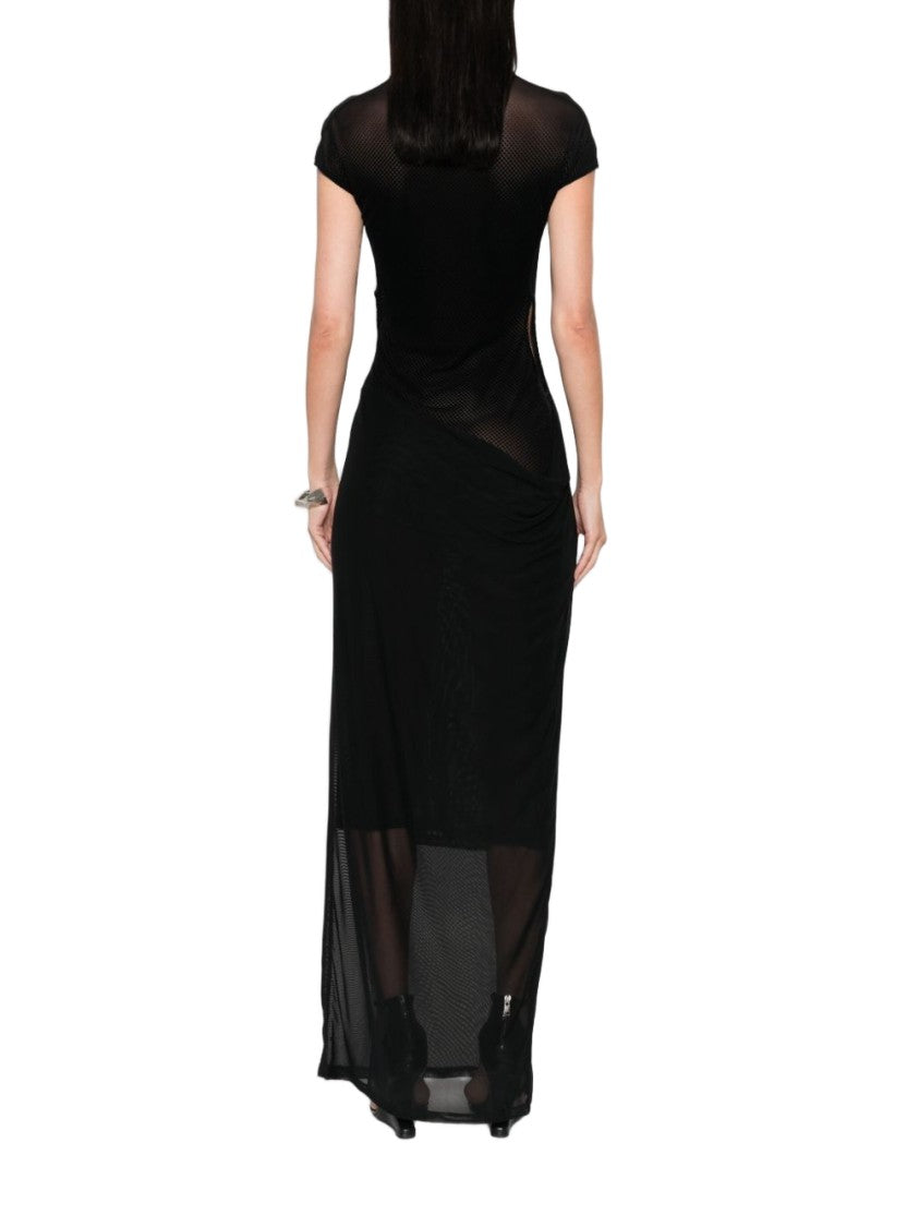 Jean Paul Gaultier Sheer Black Turtleneck Maxi Dress