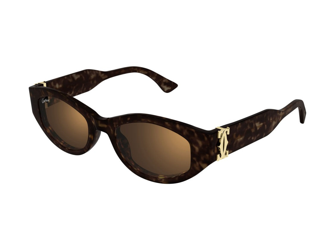 Cartier Tortoiseshell Ct0667s Bold Oversized Cat-Eye Sunglasses