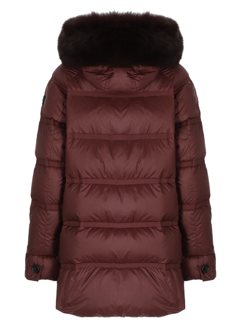 Peuterey Purple Takan Fox Fur Hood Quilted Down Jacket