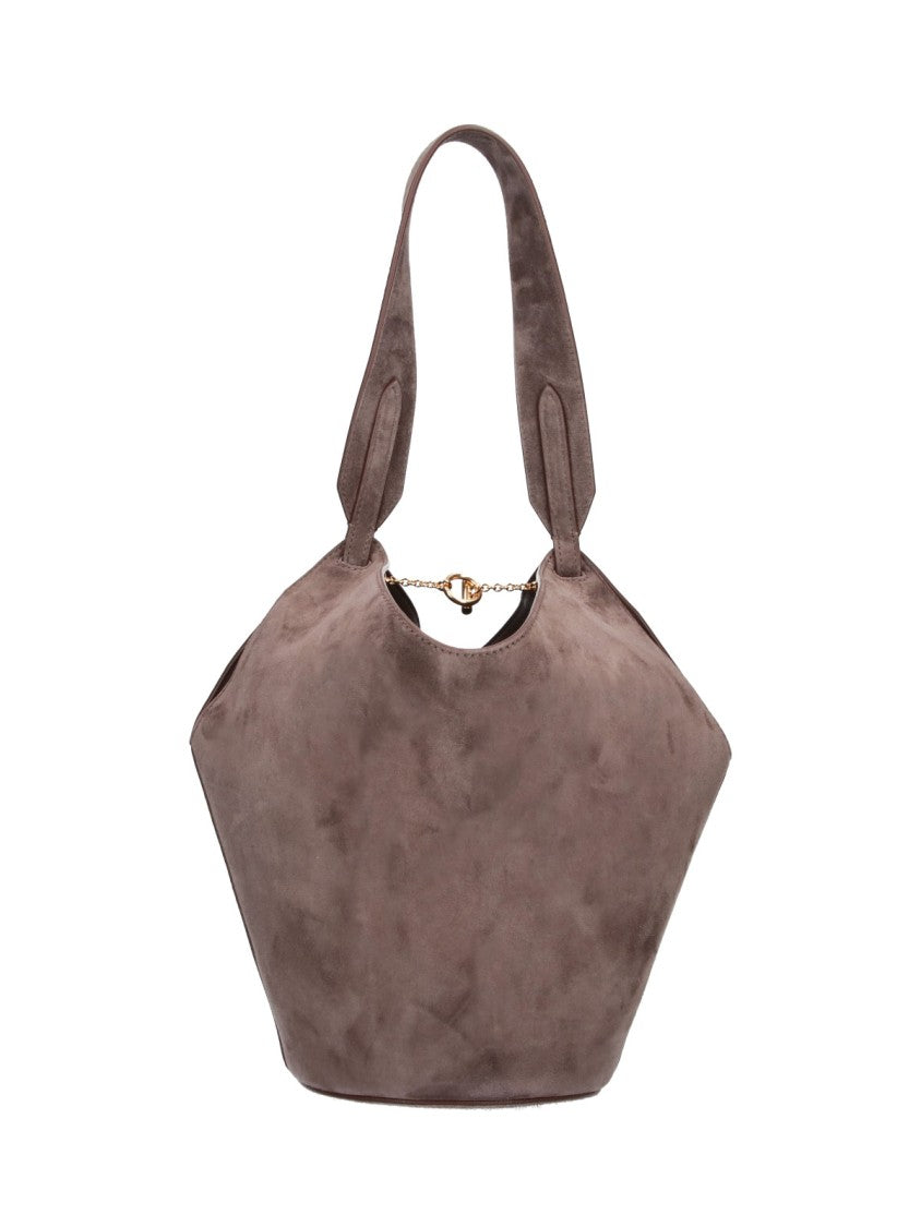 Khaite Taupe Lotus Mini Suede Tote
