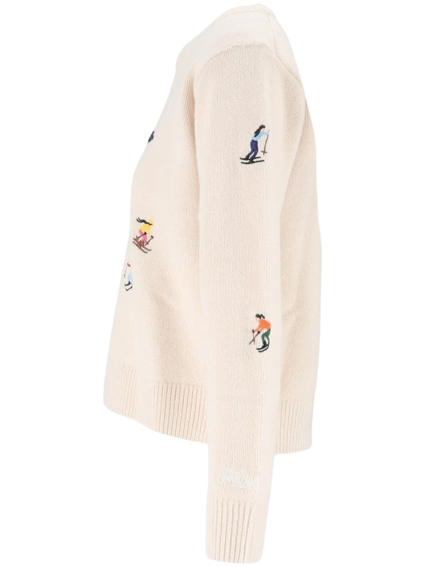 Mc2 Saint Barth Off White Kyla Skiss Embroidered Wool Sweater
