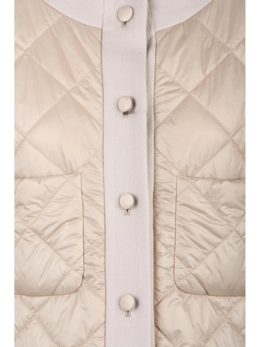 Cinzia Rocca Beige Padded Wool Blend Zip-Up Coat