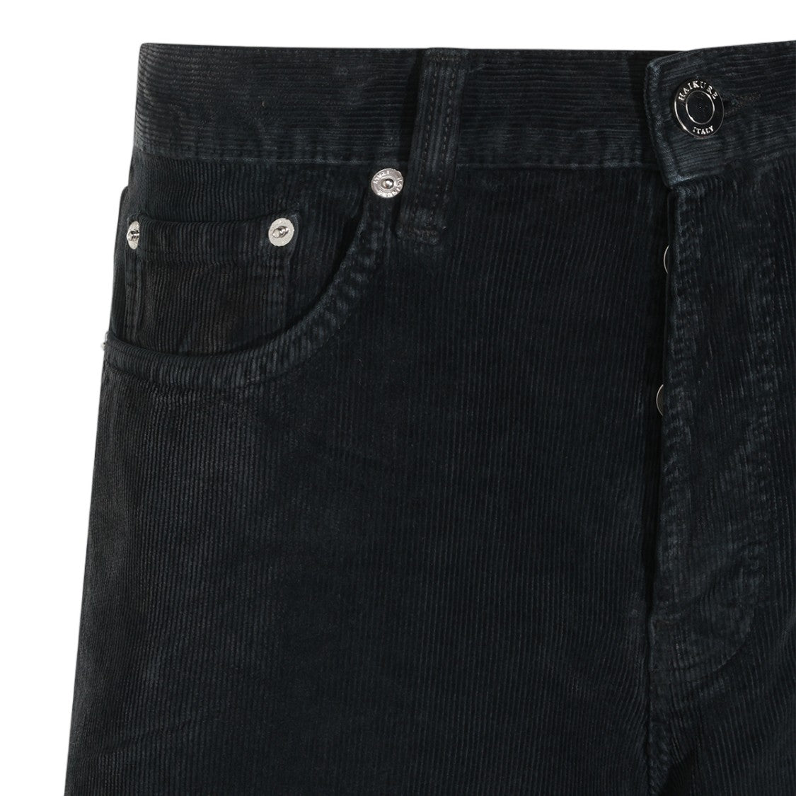 Haikure Straight-Leg Black Trousers In Textured Corduroy