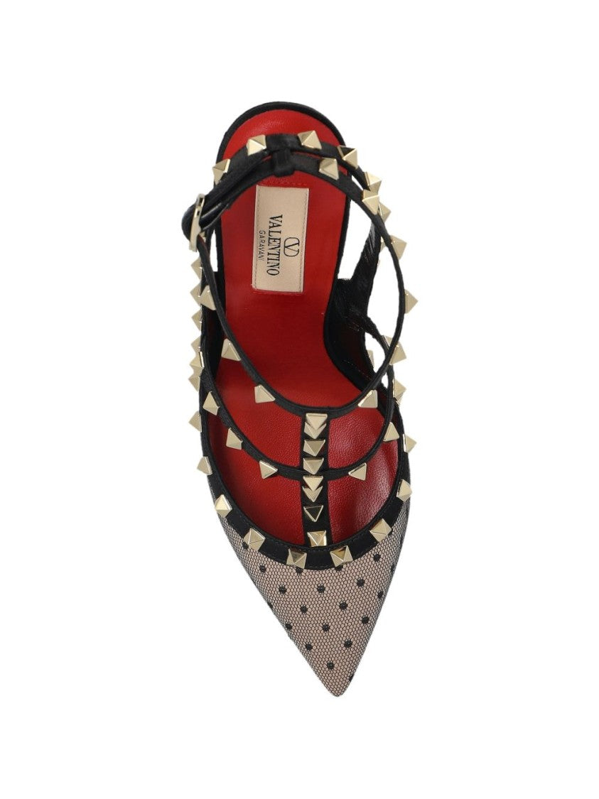 Valentino Garavani Pointed-Toe Sheer Mesh Studded Pumps