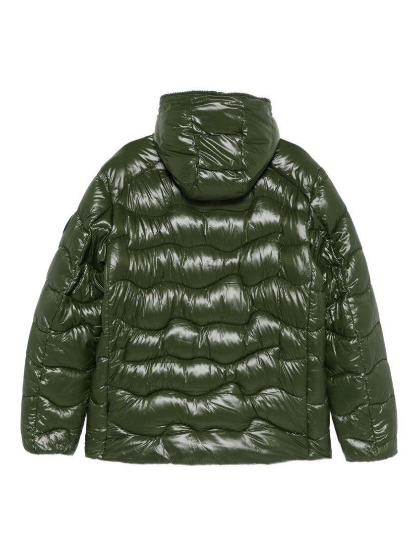 Save The Duck Quilted Hooded Jacket With Zippered Pockets And Contrasting Interior