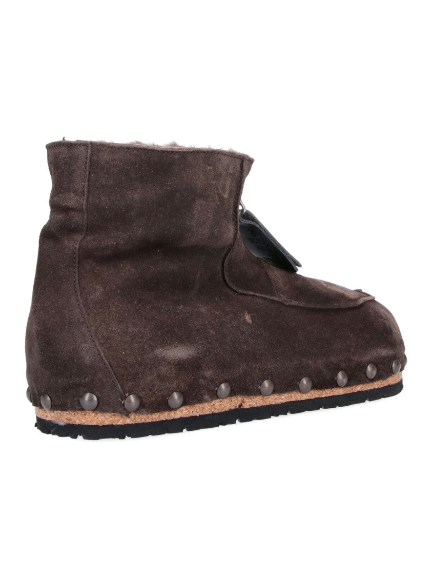 Magliano Brown Studded Suede High-Top Boots