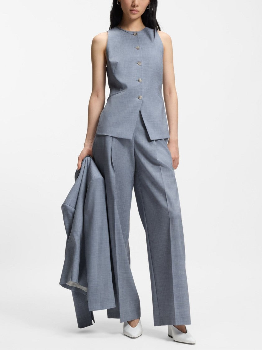Boss Tailored Wide-Leg Textured Pants