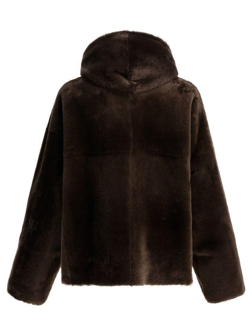 Blancha Hooded Shearling Jacket With Velvety Texture