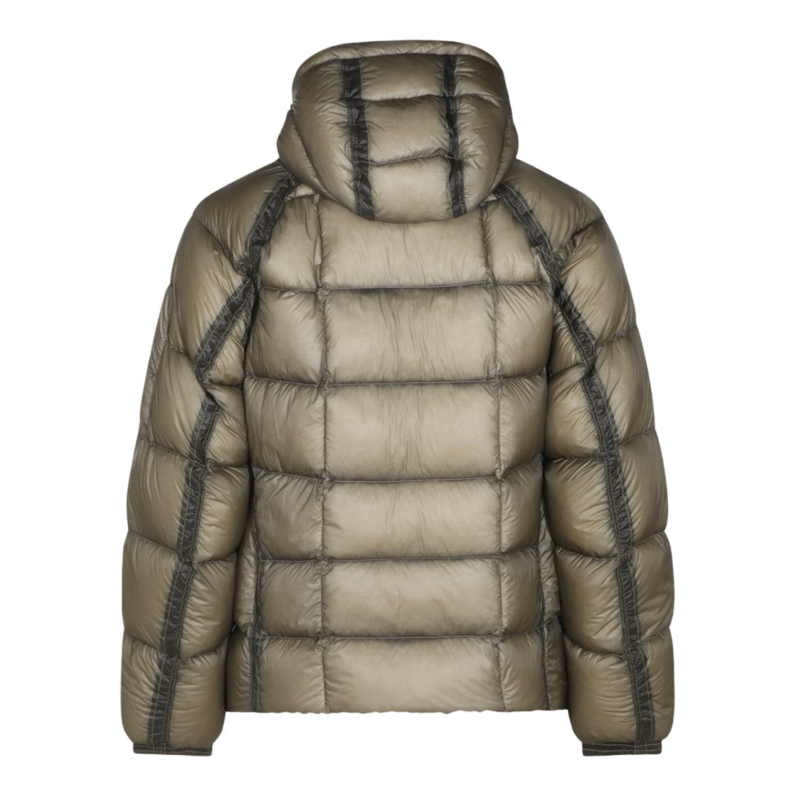 C.P. Company Quilted Green Puffer Coat With Hood And Zippered Pockets