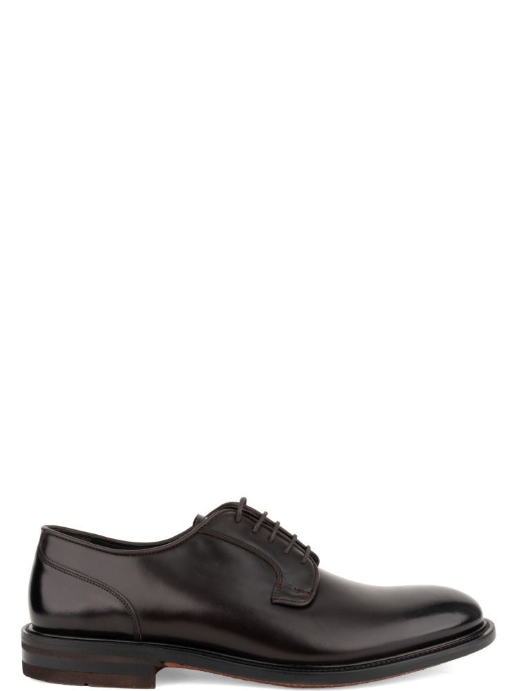 John Harrison Brown Closed Lace-Up Polished Leather Formal Shoes