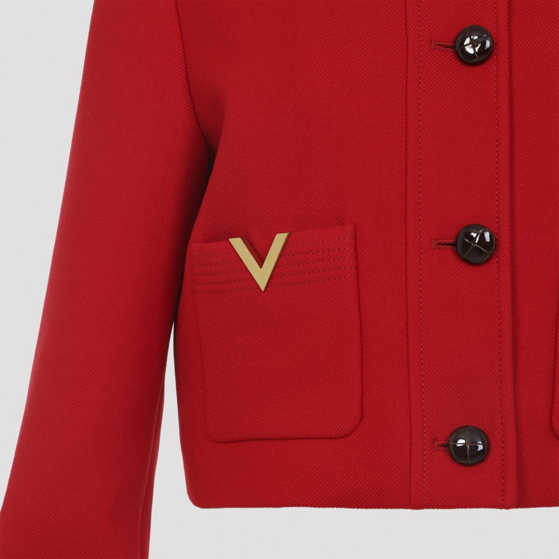 Valentino Carmine Red Virgin Wool Caban Drill Jacket