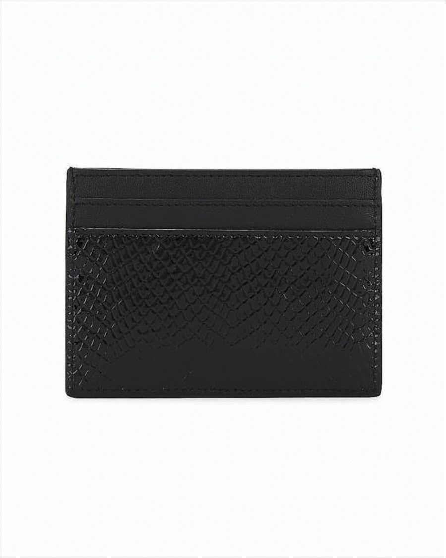Saint Laurent Textured Black Leather Card Wallet