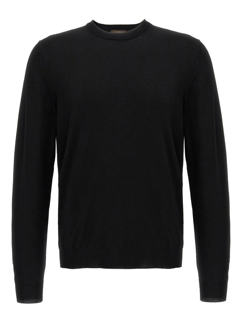 Zanone Fine Knit Black Crewneck Sweater With Fitted Silhouette