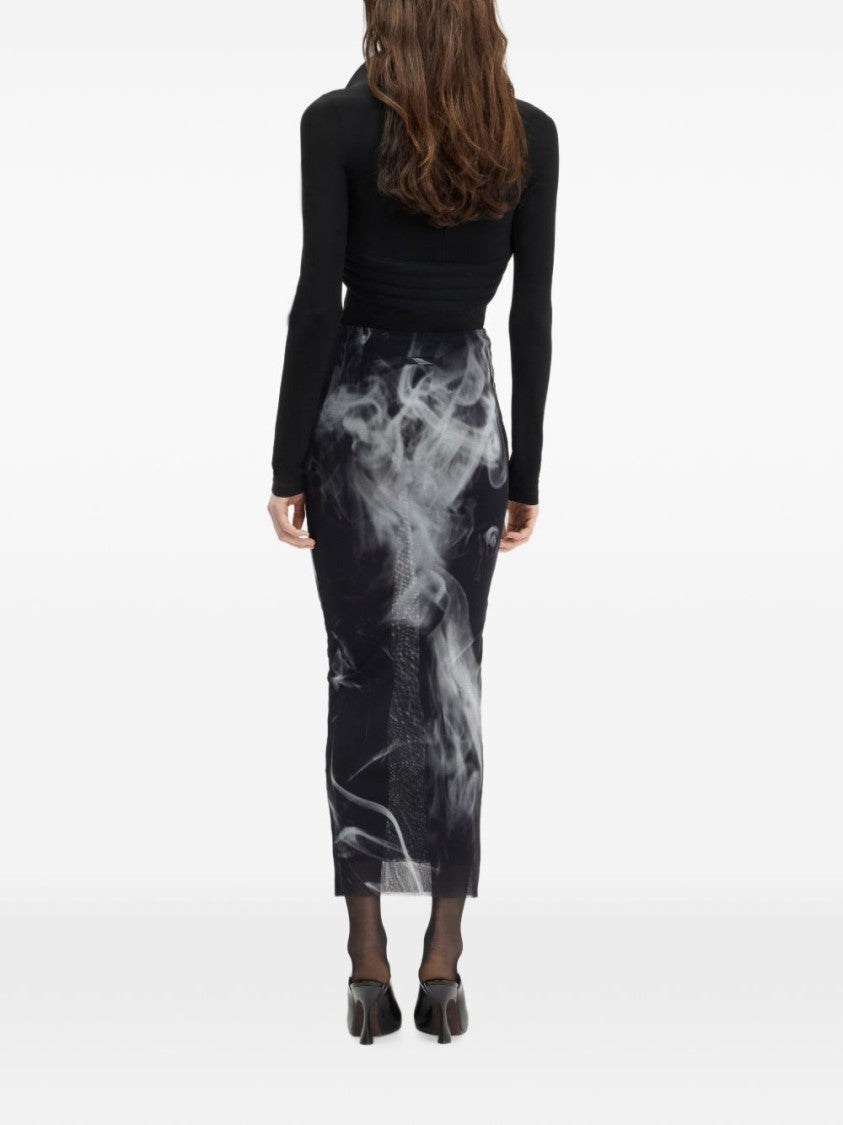 Jean Paul Gaultier High-Waisted Photographic Print Fitted Midi Skirt
