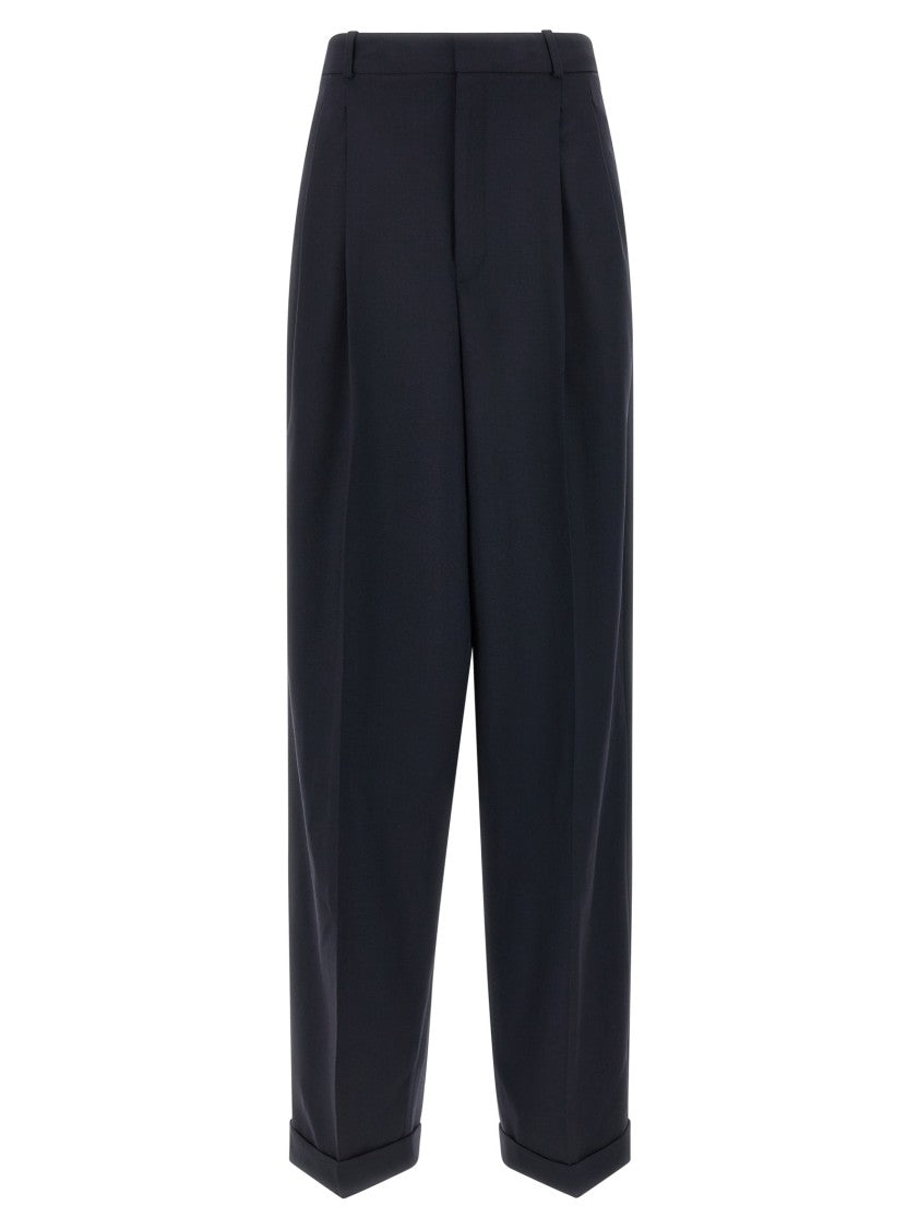 Polo Ralph Lauren Wide Leg Wool Trousers With Ironed Pleat