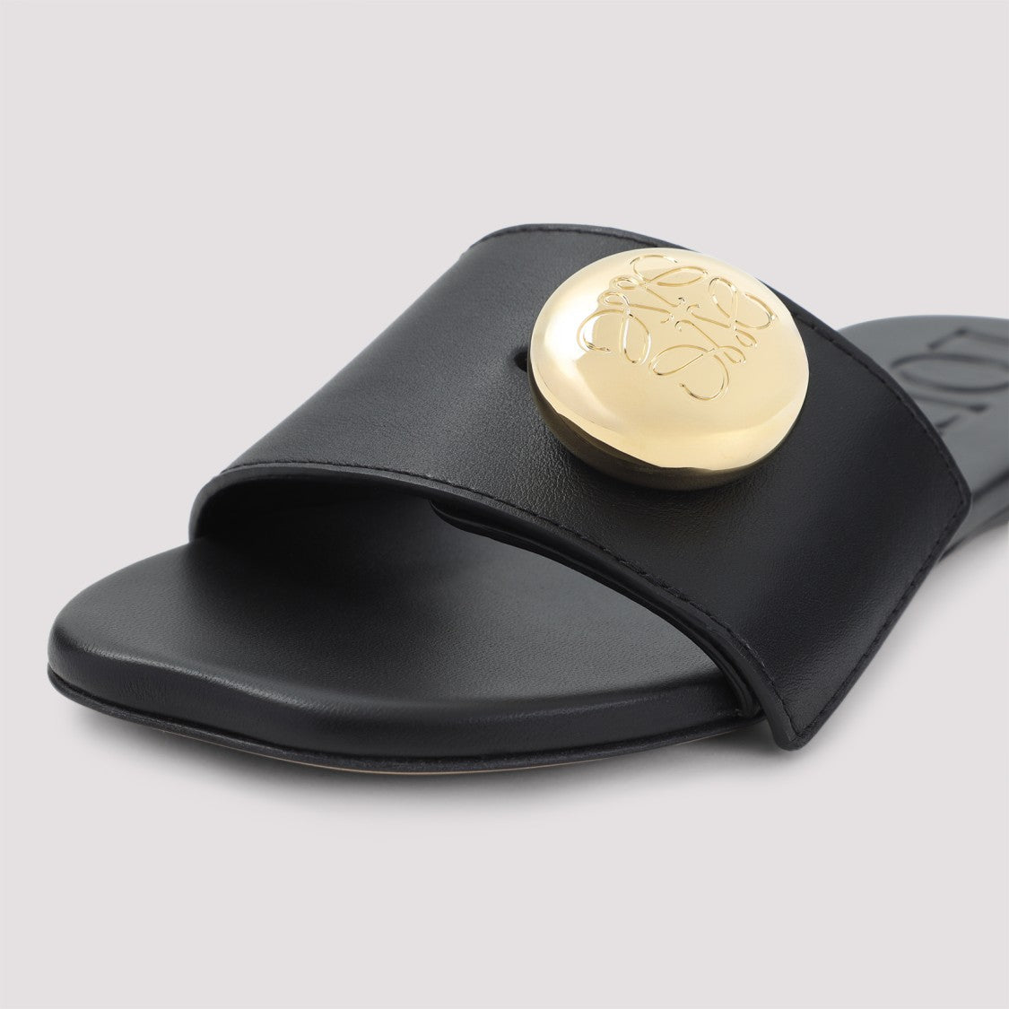 Loewe Pebble Slide Black Calf Leather Sandals