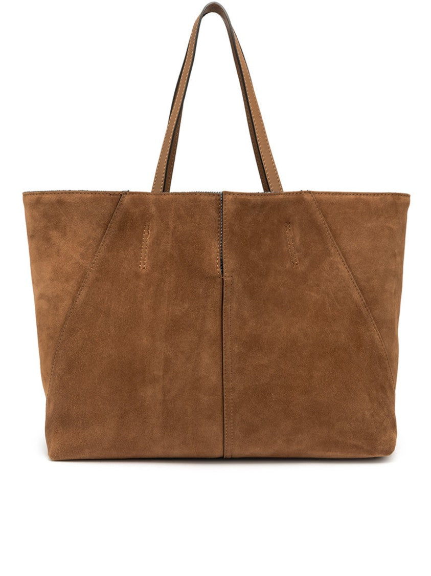Gianni Chiarini Maya Warm Brown Suede Structured Tote