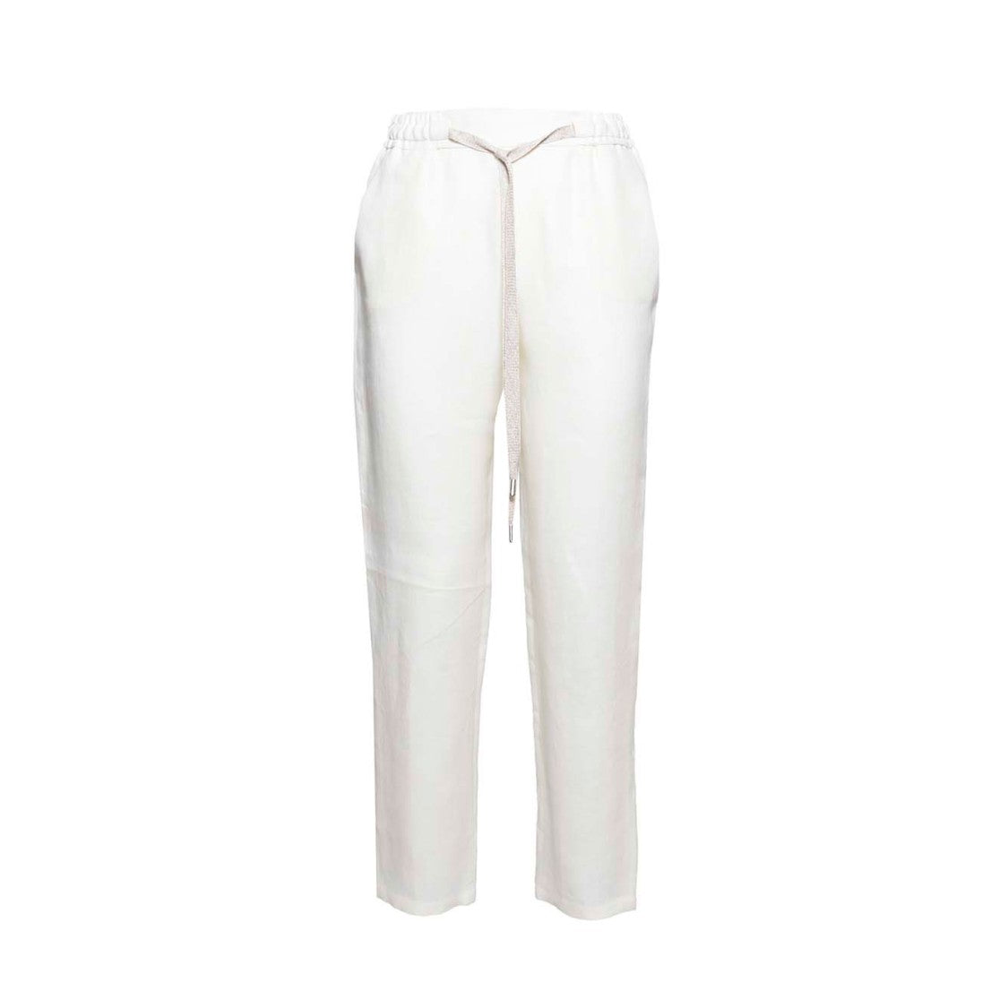 Barba Joke Straight Trousers In White Linen