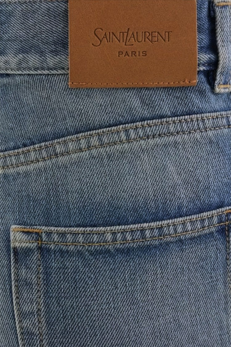 Saint Laurent High-Waisted Wide-Leg Denim Pants With Classic Five-Pocket Styling