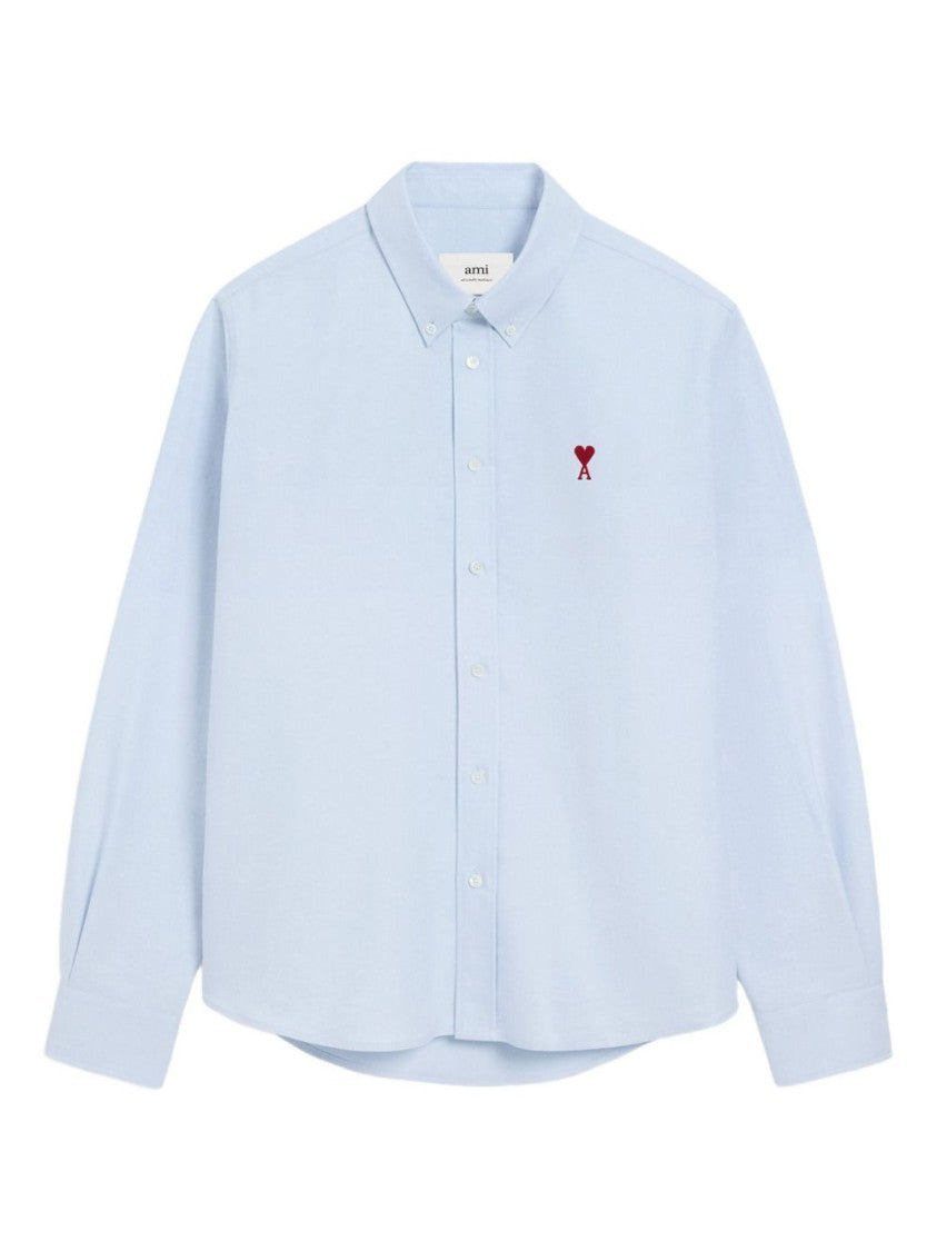 Ami Paris Sky Blue Cotton Button-Down Shirt