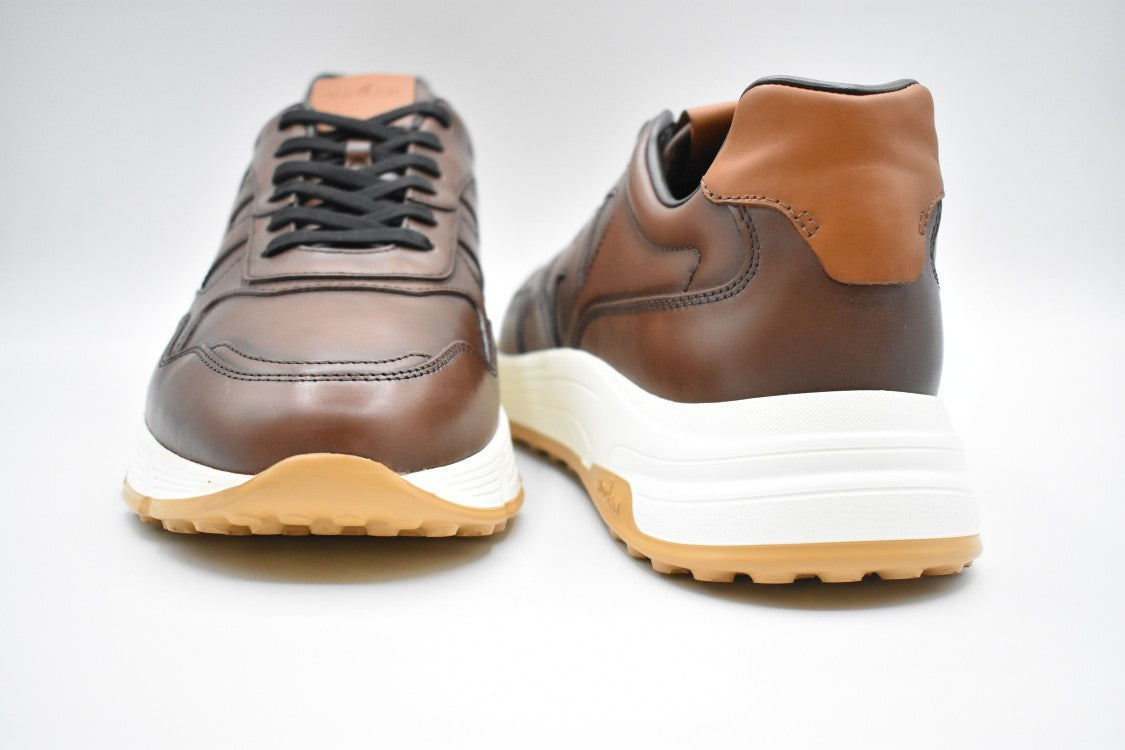 Hogan Brown Leather Sneakers