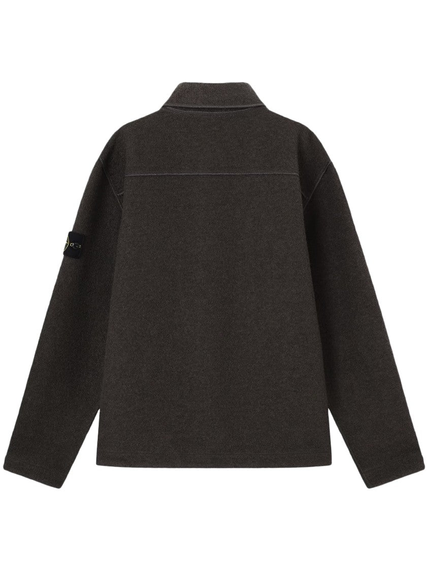 Stone Island Boxy Relaxed Fit Button-Up Shirt With Chest Pocket