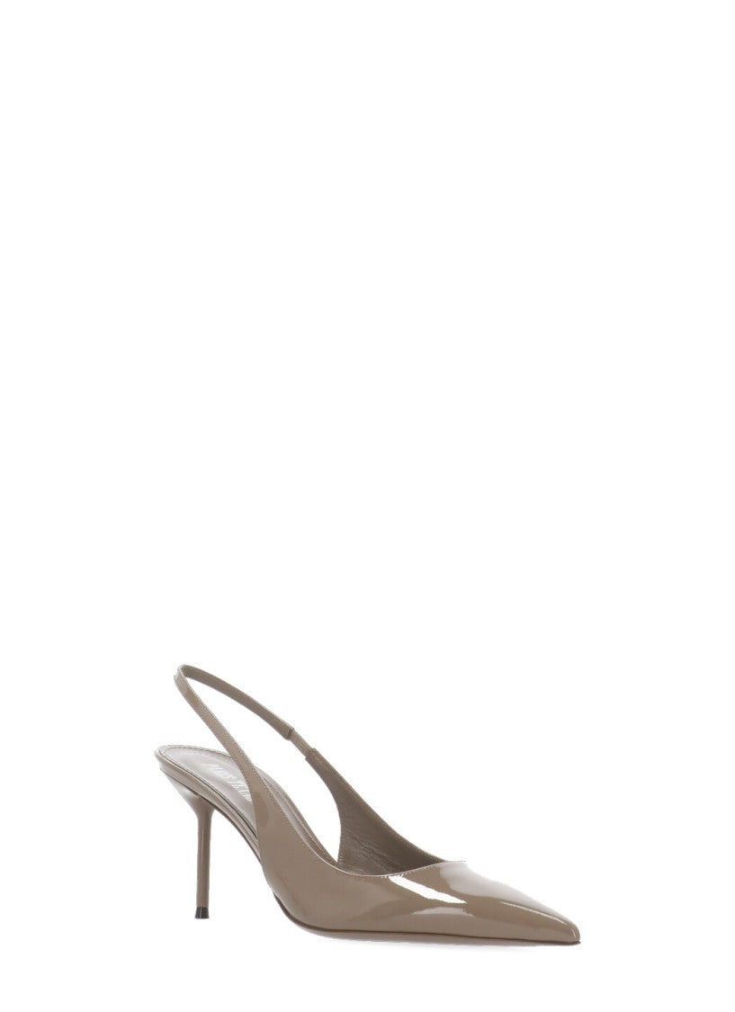 Paris Texas Pointed Arrow Toe Slingback In Glossy Patent Finish