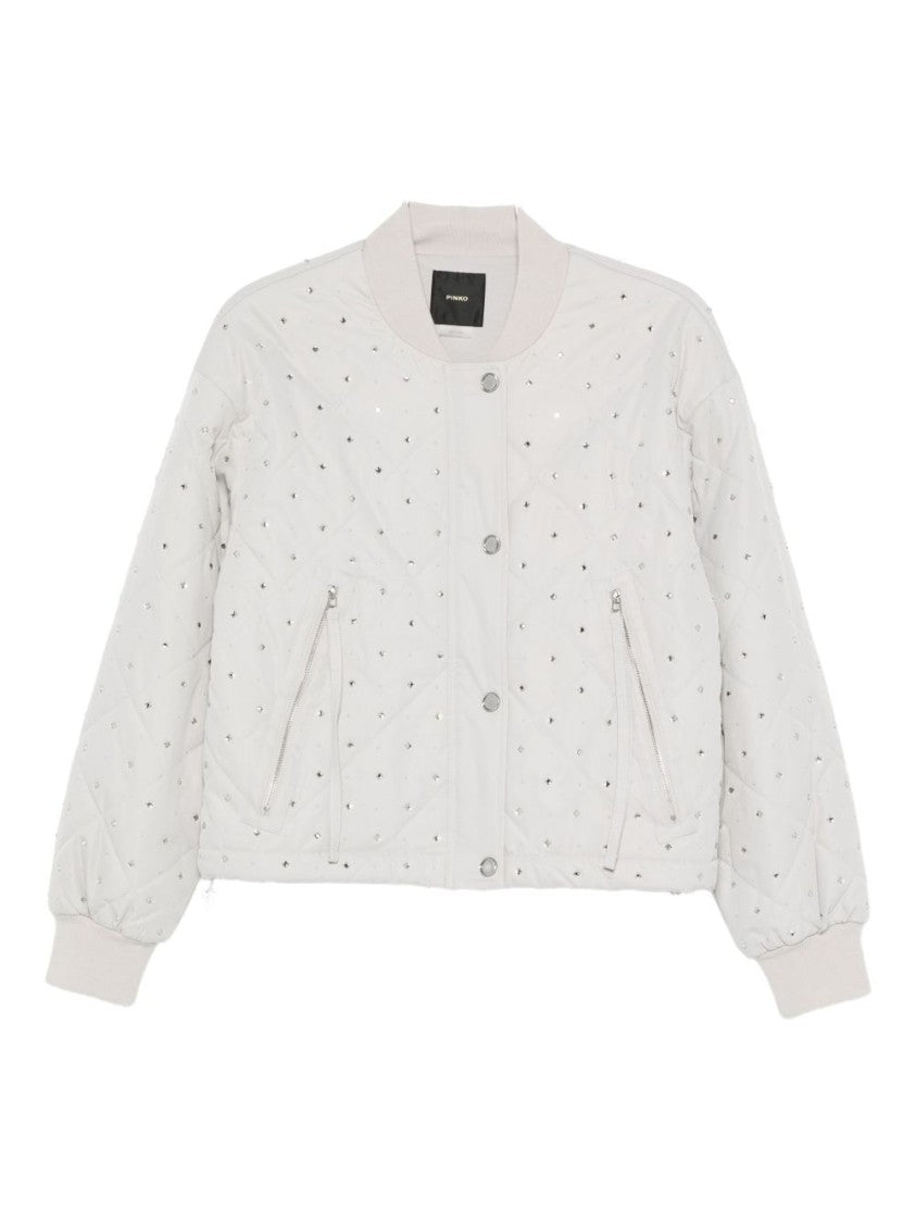 Pinko Cropped Quilted Jacket With Diamond Pattern
