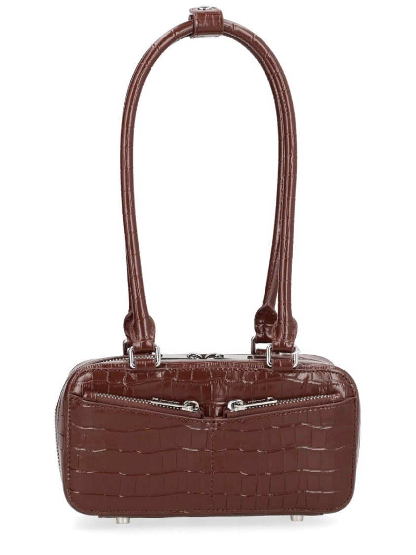 Self-Portrait Black Crocodile Embossed Cow Leather Tote Bag